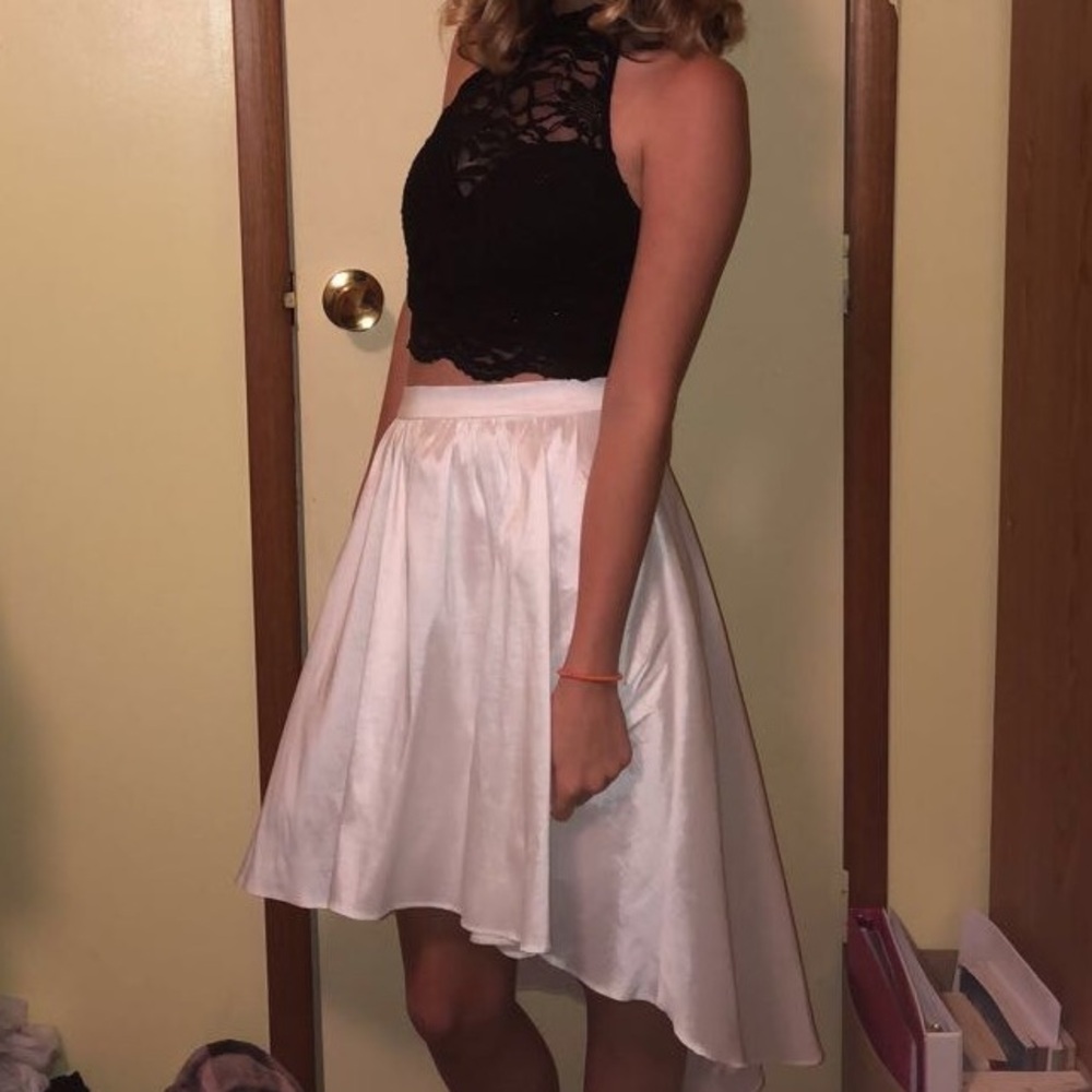 Black and white two piece homecoming dress
